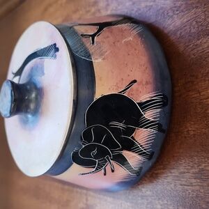 Handcrafted Elephant Art Pot with Lid - From Kenya